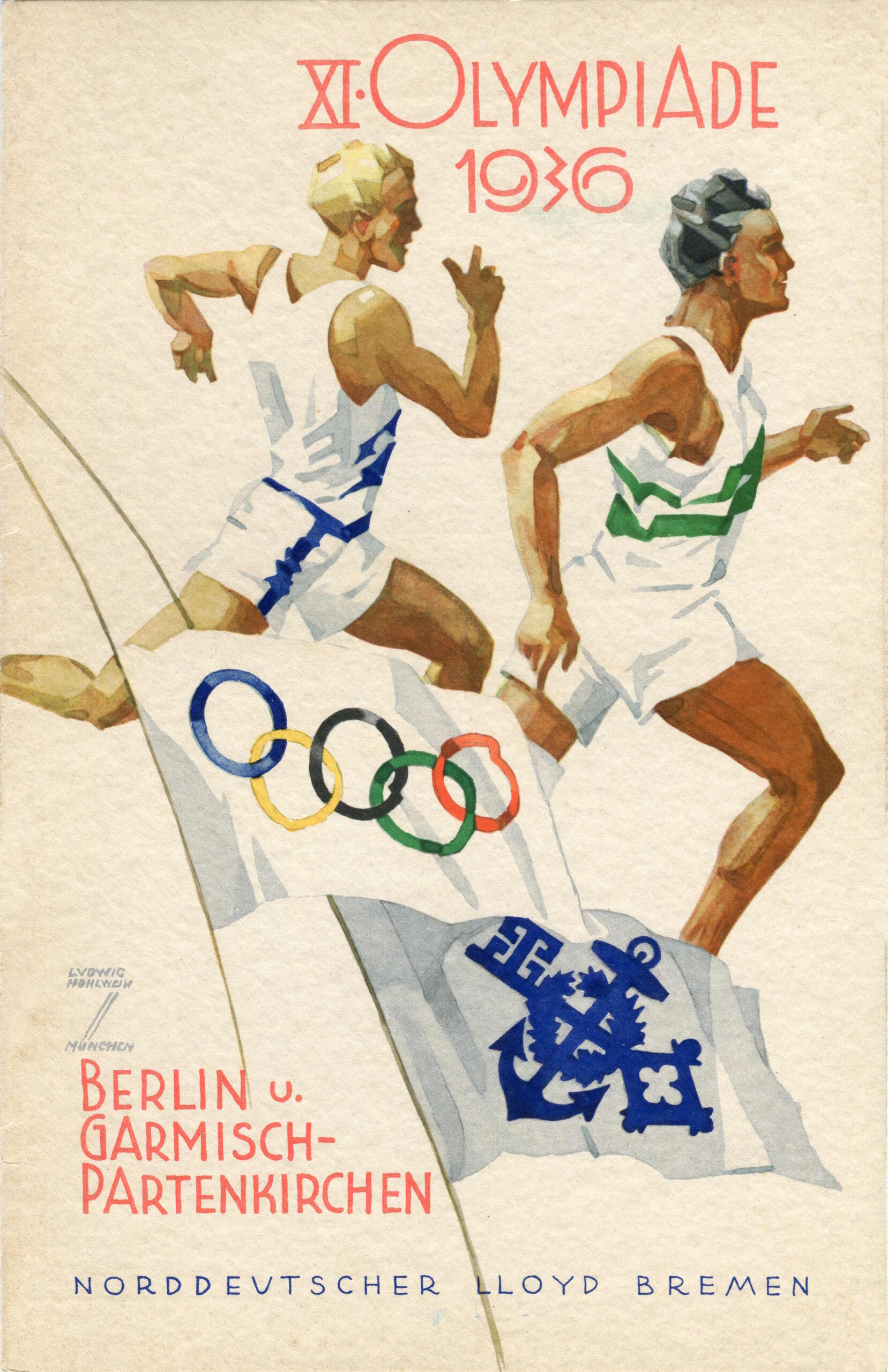 S.S. Stuttgart 12 Agosto 1936, menu pubblicitario dei Giochi Olimpici di Berlino